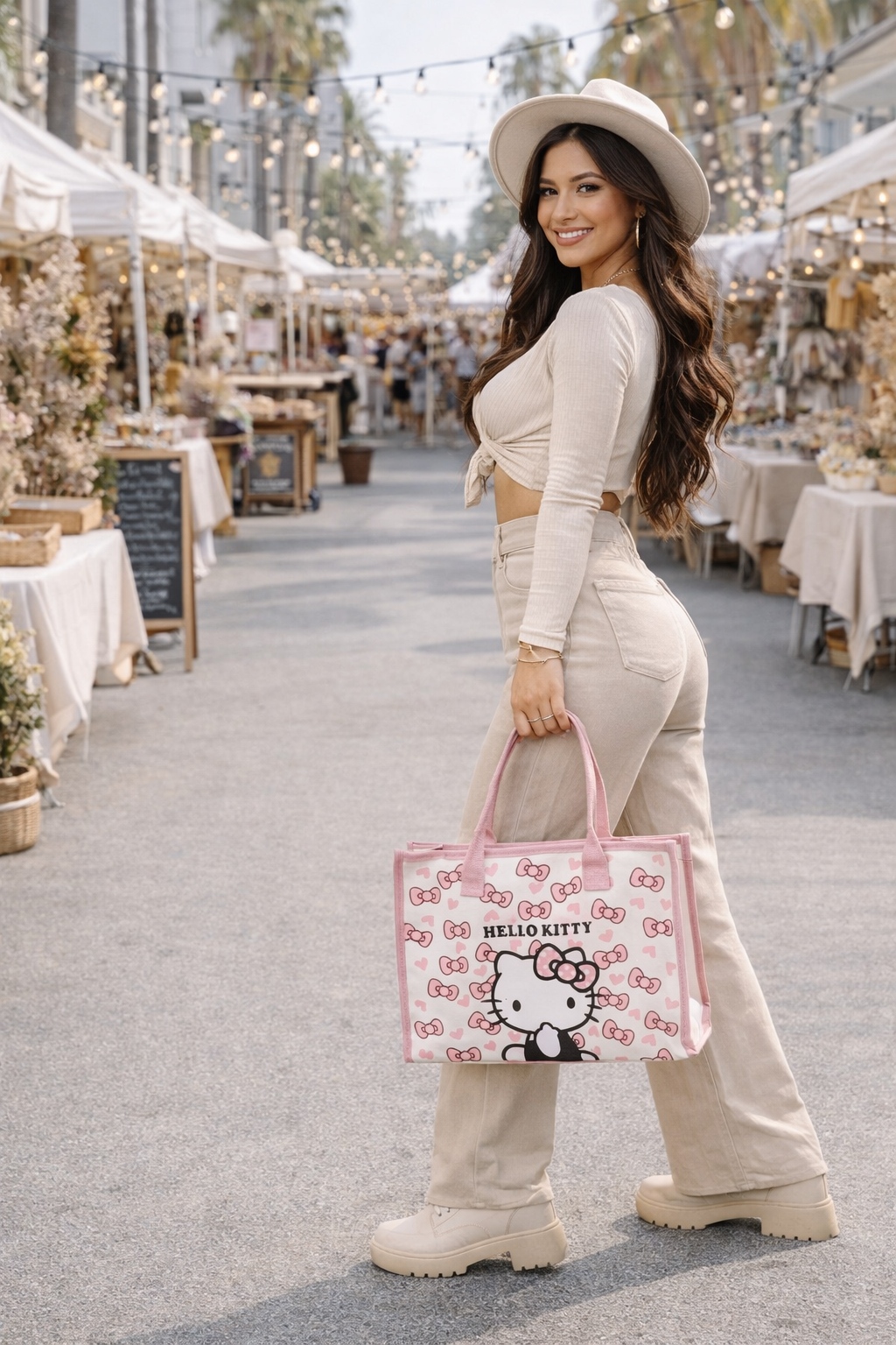 Sanrio Hello Kitty Tote Bag | Large Capacity Stylish Women's Zipper Tote