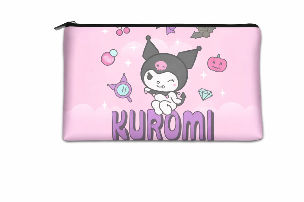 Kuromi Pink/Magic-Themed Pattern/Multifunctional Travel Makeup Bag/Durable Zippe