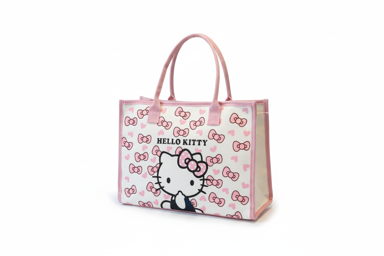 Sanrio Hello Kitty Tote Bag | Large Capacity Stylish Women's Zipper Tote