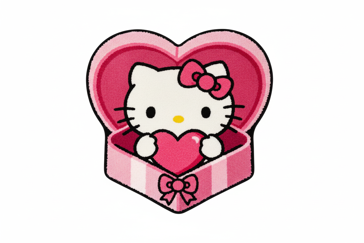 Hello Kitty Heart-Shaped Bow Rug
