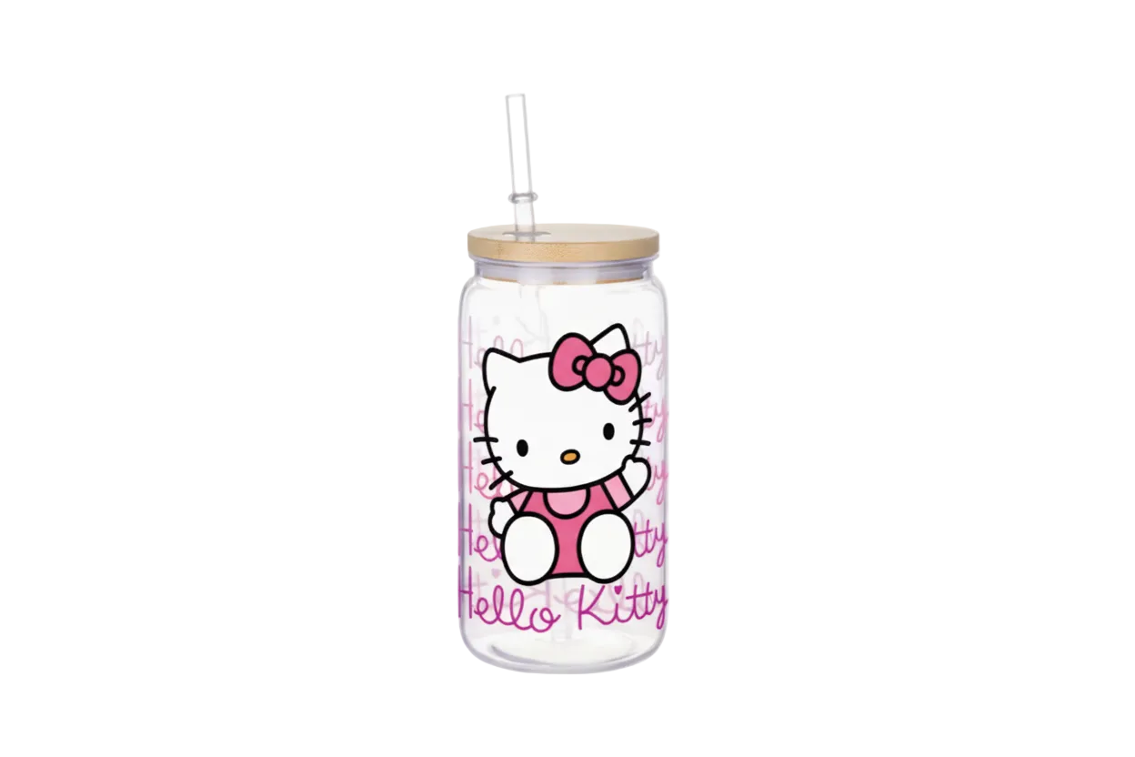 16 Ounces, Pink Hello Kitty Design Plastic Water Bottle